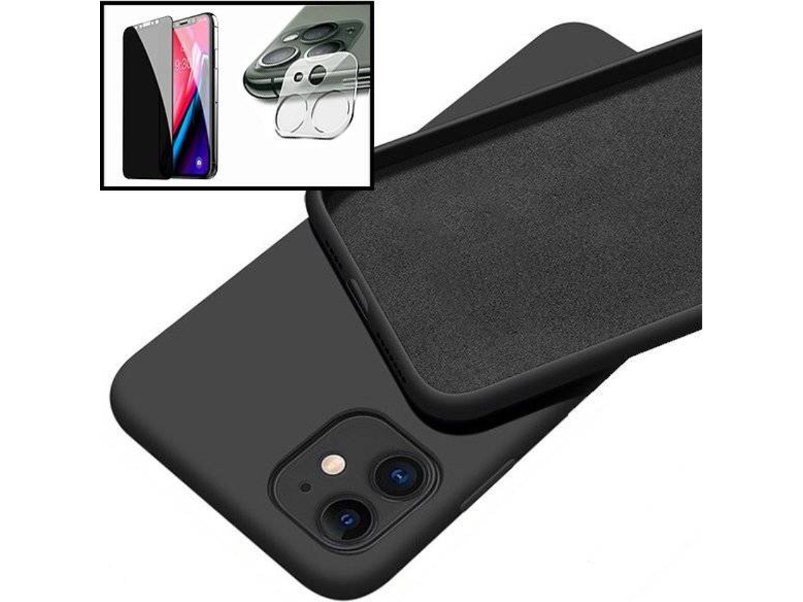 Kit Capa e 2 Películas de Vidro Temperado iPhone 12 Pro Anti-Spy Rosa