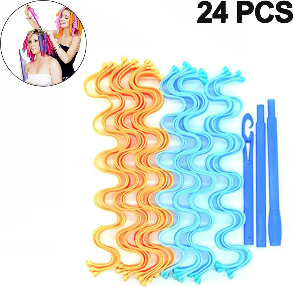 Modeladores De Cabelo Mágicos Para Cachos Noturnos - Penteados Durante A Noite Azul Laranja-aquaforge