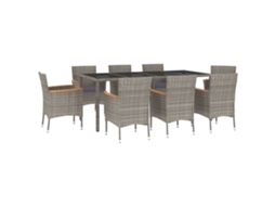 Garden Dining Set, Garden Dining Sets Vidaxl Cinzeto Rattan / Vime (mesa Com 190 Cm De Comprimento)