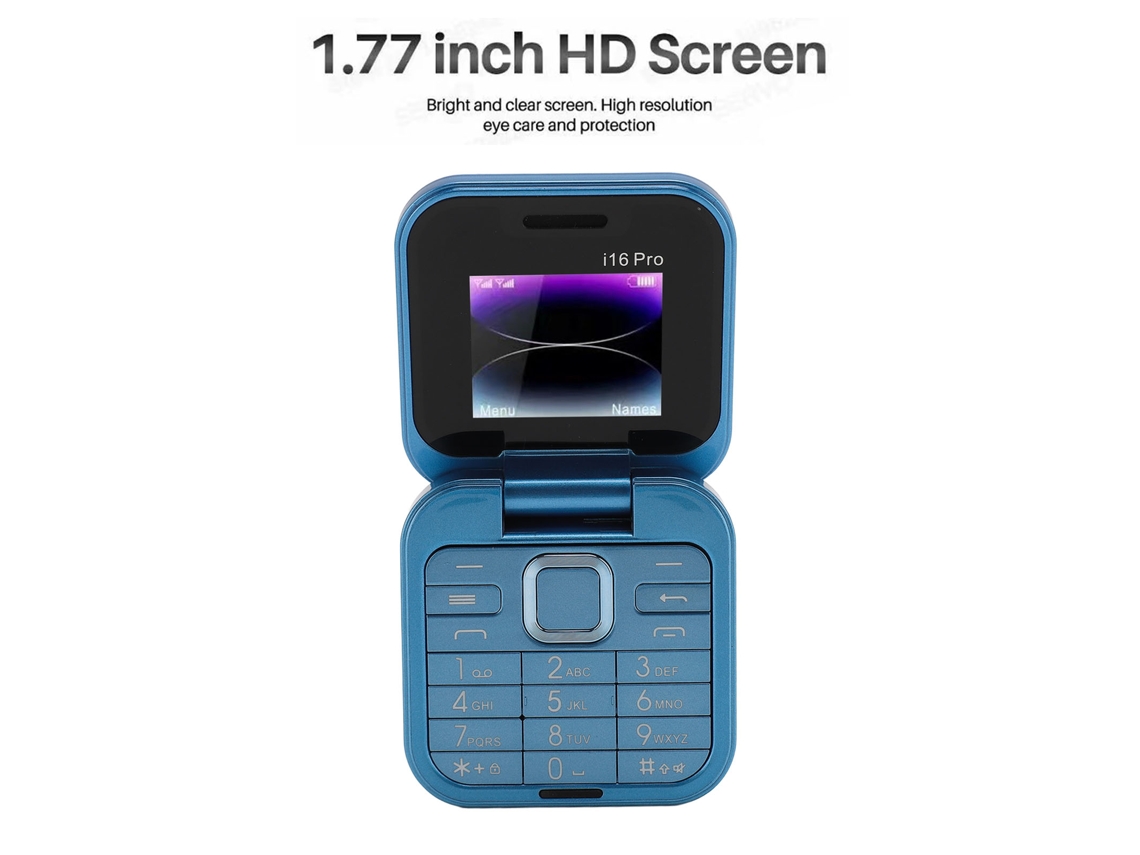 Mali telefone Flip 2g 1.77 Polegadas Dual Sim Dual Standby 1000mah 3 Slots Funcional para Idosos Presente Azul