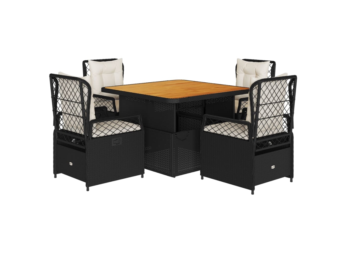 Garden Dining Set, Garden Dining Sets Vidaxl Preto Rattan / Vime (mesa Com 110 Cm De Comprimento)