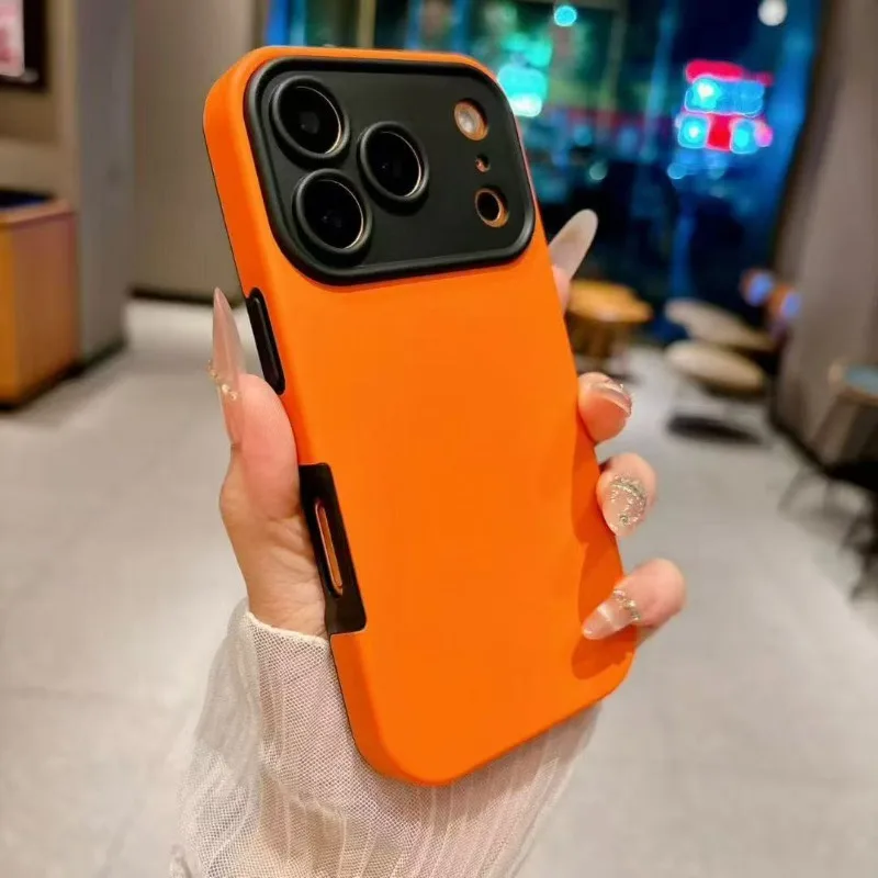 Capa De Silicone Para Celular (iphone 14 Pro Max Laranja) Com Estrutura Rígida E Macia, Resistente A Quedas.