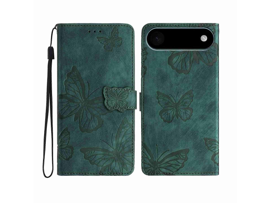 Capa De Celular De Couro Com Borboleta Em Relevo E Toque De Pele