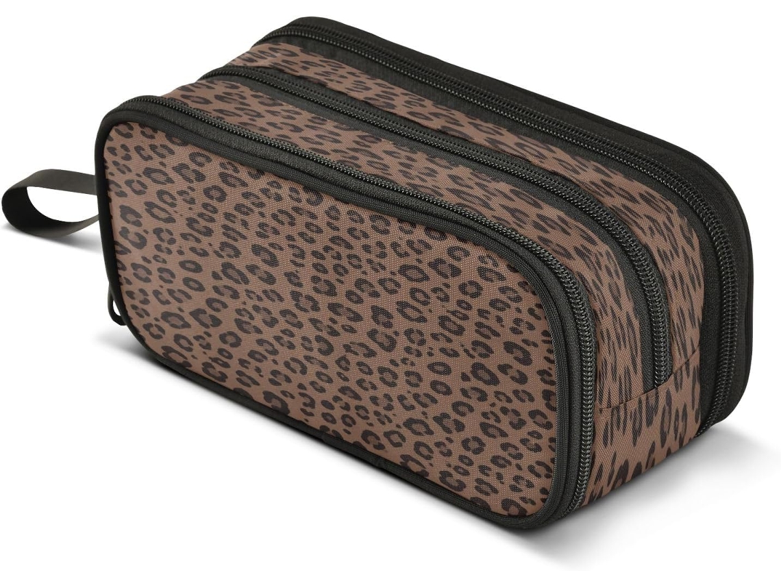Animal Case 3 Compartment Bag Large Pouch Holder Box Storage Bag Leopard Print Pattern Peil School