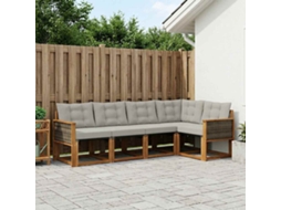 Vidaxl Conjunto De Sofás Para Exterior 5 Pcs Natural E Cinzento-claro