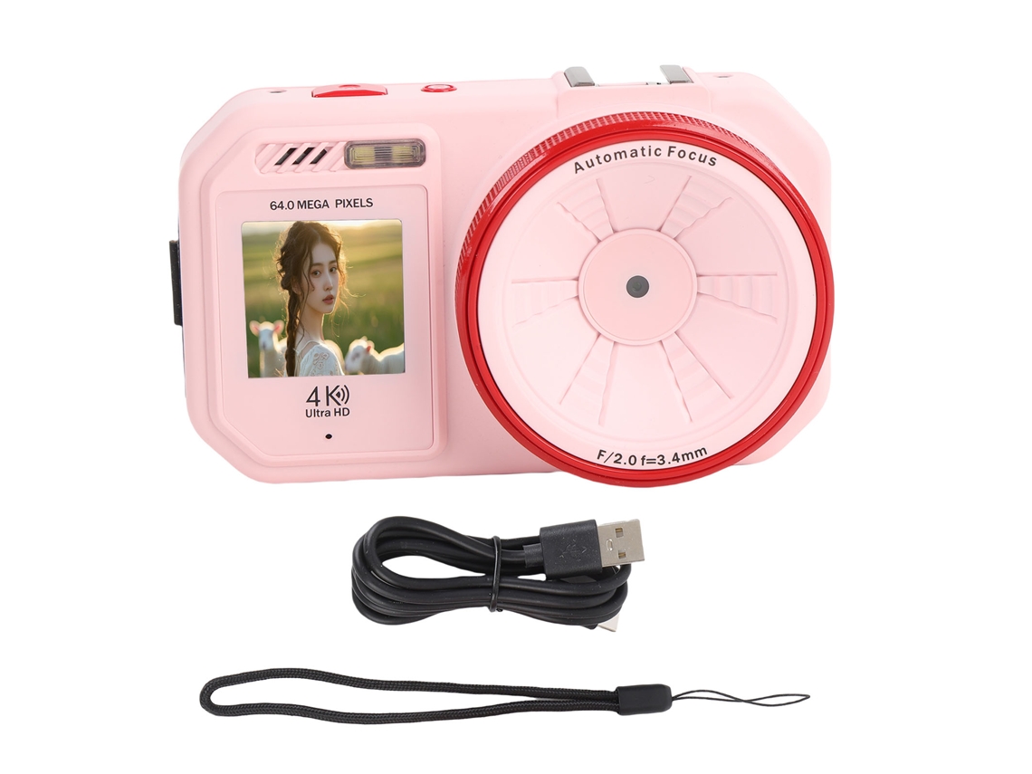 Digital Camera 64mp High Resolution 2.8 Inch Hd Screen 18x Digital Zoom Autofocus Selfie Portable Compact Camera For School Travel Pink LAXISCREED