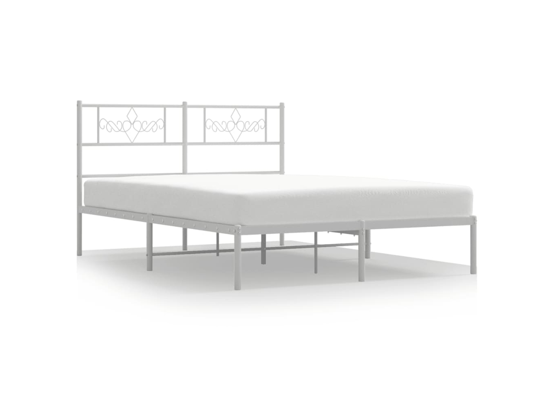 Bed Frame, Bed Frames Vidaxl Branco Aço (140 X 190 Cm)