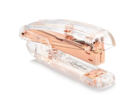 Grampeador INTEN® para grampos no. 24/6 e 26/6, Capacidade 15 folhas, em acrílico, Transparente / Rose Gold - Fornecimento de acessórios... INSTEN