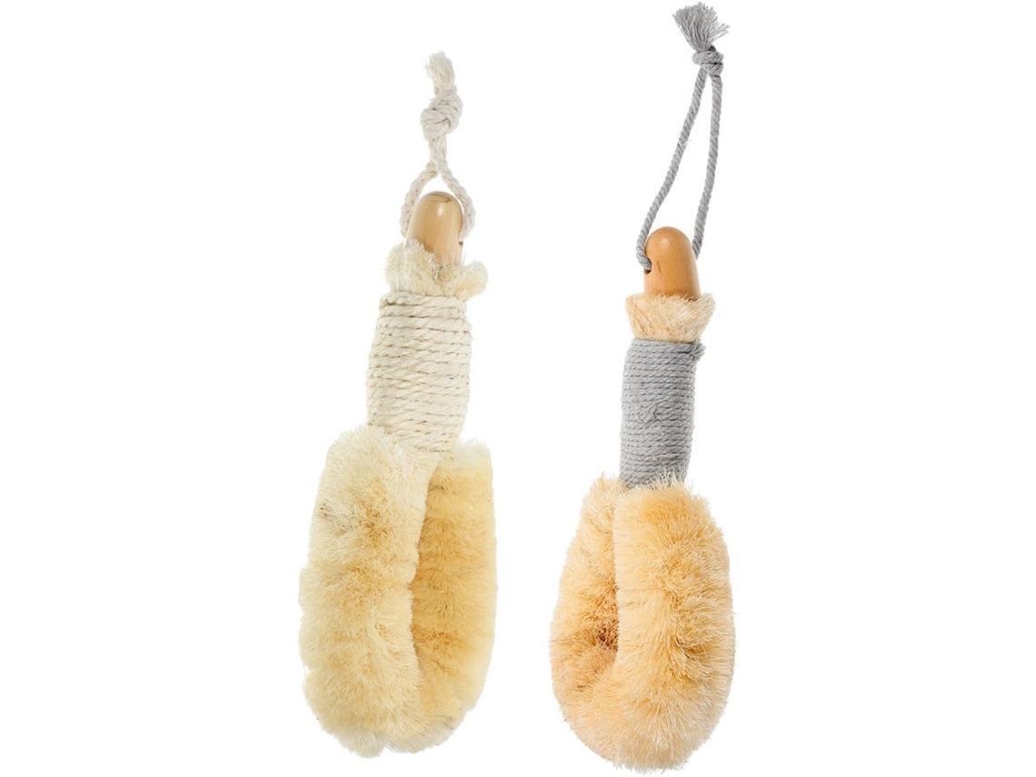 Beaupretty Conjunto De 2-escovas Banho Esfoliantes Sisal Natural Com Cabo Antiderrapante Para E Viagem, Escova Corporal