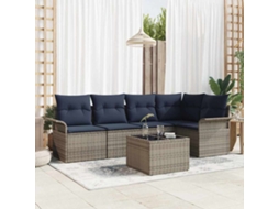 Vidaxl Conjunto De Sofá De Jardim Com Almofada 6 Pcs Cinzeto Vime Pe