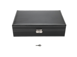 Caja De Armazenamento De Relógios De Couro Pu Com 8 Compartimentos E Espelho Para Joias