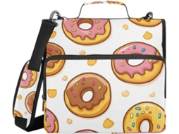 Pasta Organizadora De 3 Argolas 1, 5 Polegadas Com Estampa De Donuts, Alça De Ombro E Mão, Com Vários Bolsos