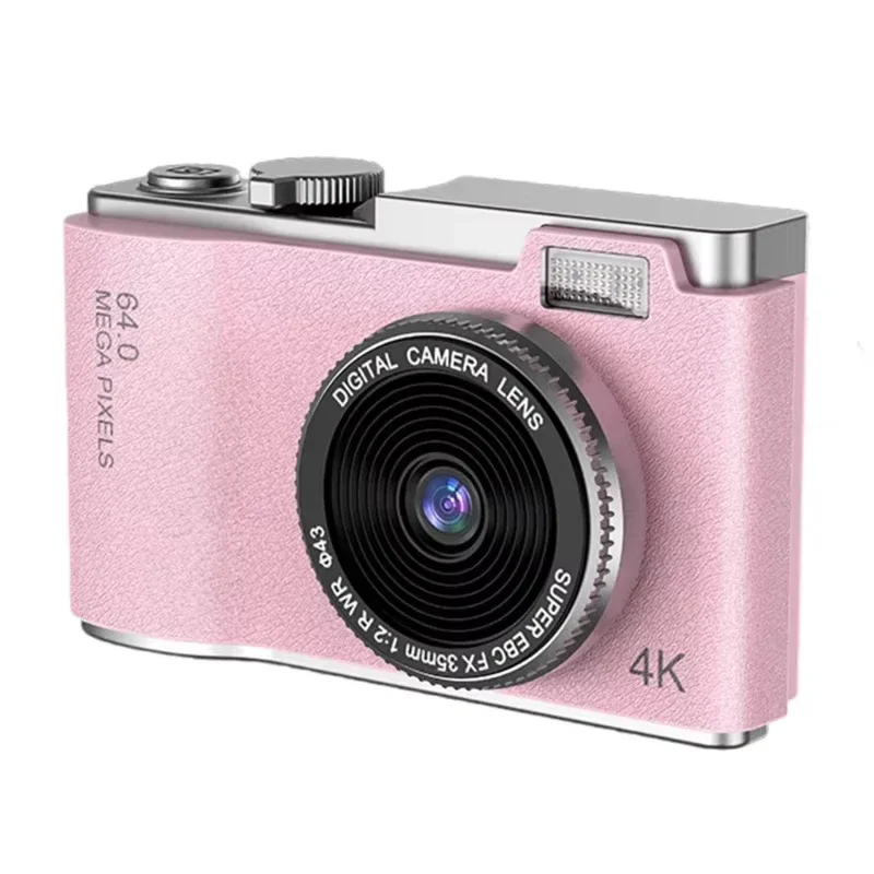 (cartão Rosa De 64 Gb) Câmera Digital Com Câmeras Duplas Frontal E Traseira, Foco Automático E Tela De 2,4 Polegadas.