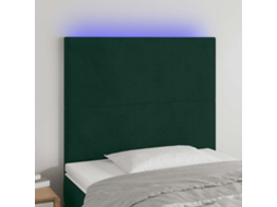 Vidaxl Cabeceira De Cama C/ Led Veludo 100x5x118/128 Cm Verde-escuro