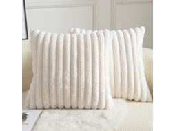 2 Capas De Almofada - Pelagem Listrada - Supermacias - Decorativas - 40 X 40 Cm, Creme
