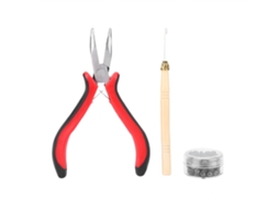Conjunto De Ferramentas Para Extensão De Cabelo: Alicate + Gancho De Puxar + 100 Pérolas Micro Praticas Para Beleza Capilar