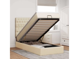 SYFAX™ Estrutura de Cama Otomana com Creme de Colchão 80x200cm Tecido