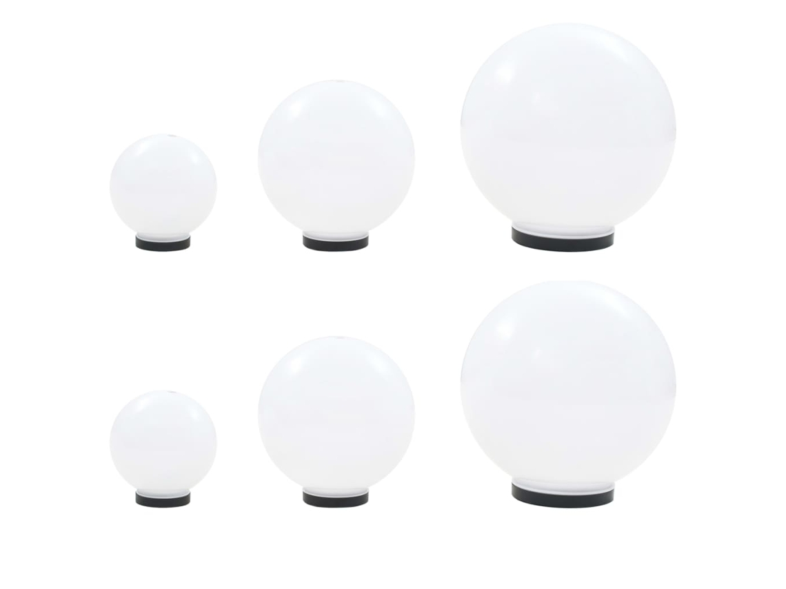 Vidaxl 6 Pcs Conjunto De Candeeiros Esféricos Led 20/30/40 Cm Pmma