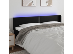 Cabecero con LED Piel Sintética 183x16x78/88 cm Negro