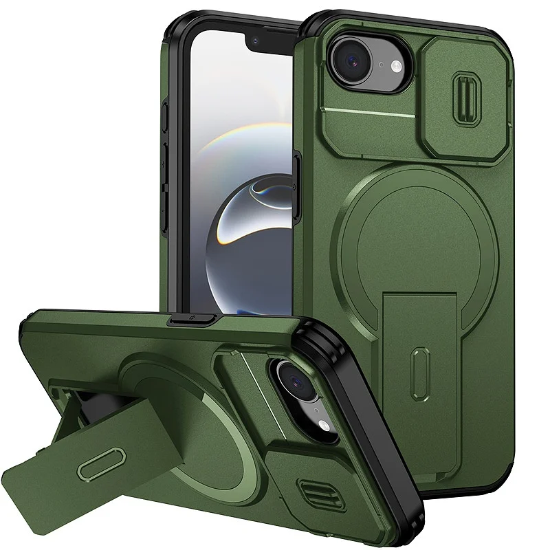 Capa Para Celular (verde 16e), Protetor De Lente Deslizante, Carregamento Sem Fio Magnético