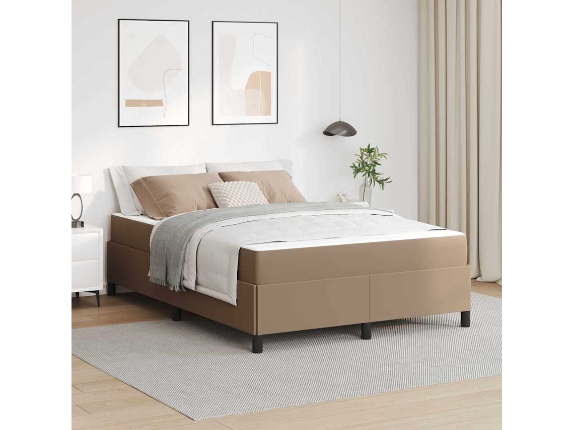 Vidaxl Estrutura Da Cama Com Colchão Cappuccino 140 X 190 Cm Tecido