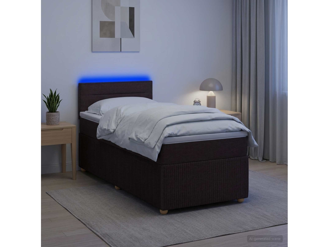 Vidaxl Cama Box Spring Com Colchão Marrom Escuro 80 X 200 Cm Tecido