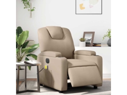 Vidaxl Poltrona Massagens Reclinável Elétrica Couro Artif. Cappuccino
