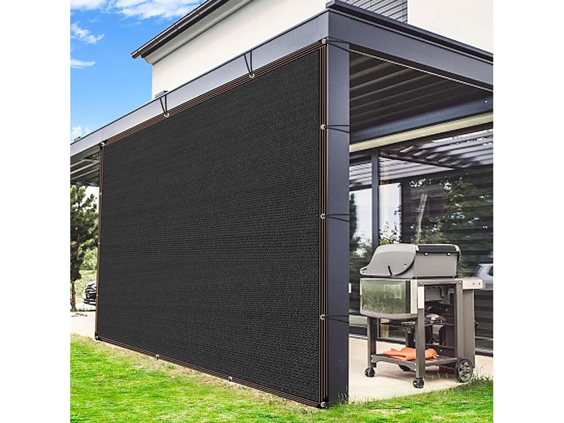 Black Shade Cloth, Patio Privacy Screen, Tear Resistant Sun Shade Net With Reinforced Grommet, Durable Garden Shade Tarp