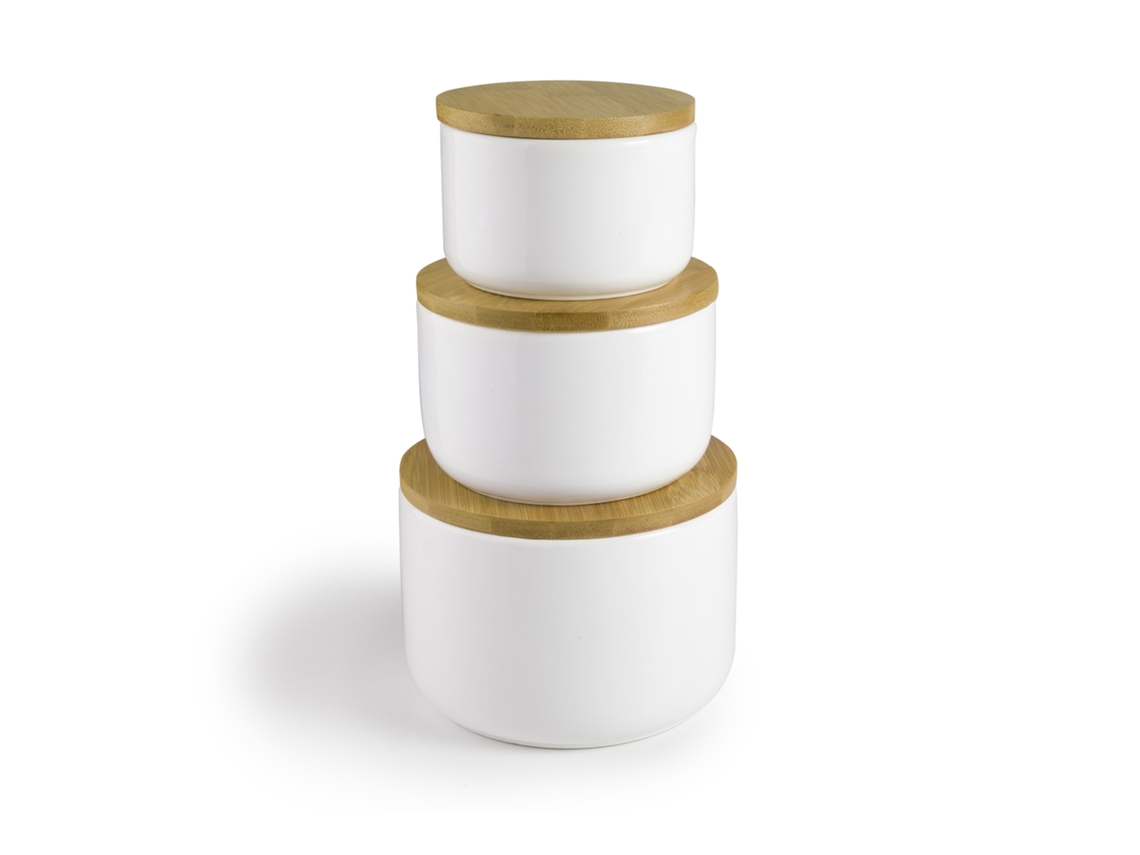 Pote de cerâmica com tampa de bambu Ibili 1000 ml