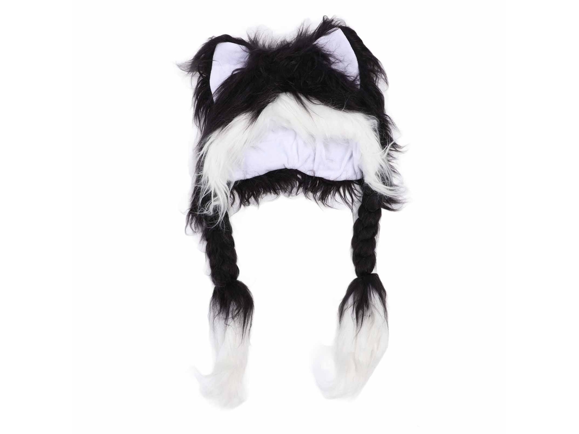 Gorro De Orelhas De Gato Feito À Mão Macio E Fluffy Para Cosplay, Dia De São Valentim E Natal Preto E Branco