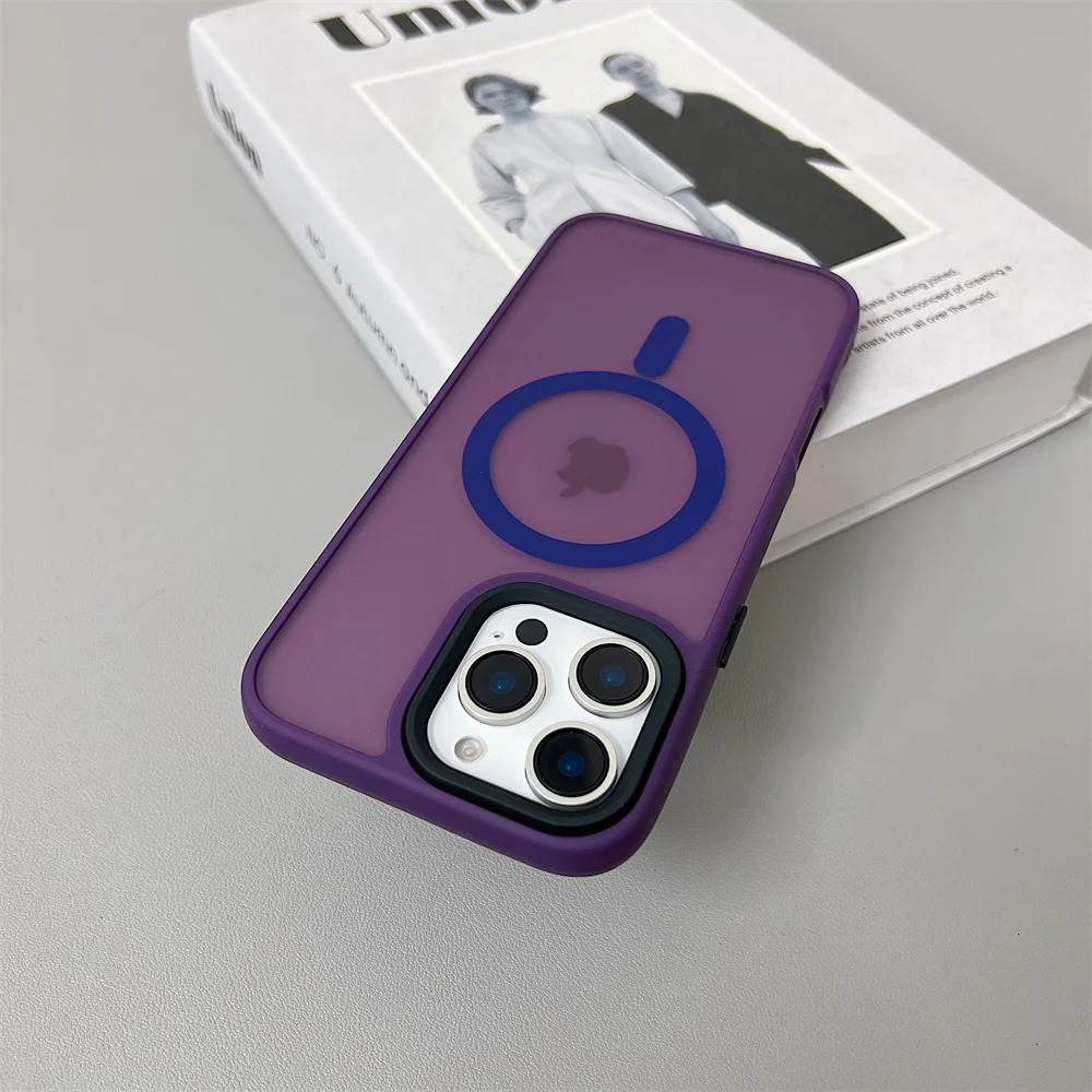 (iphone 16, Roxo Escuro) Capa Magsafe Com Carregamento Sem Fio Magnético Para Iphone, Com Acabamento Fosco.