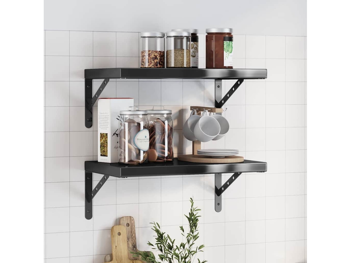 Vidaxl Prateleiras De Parede 2 Pcs 50x30 Cm Aço Inoxidável Prateado