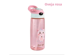 Garrafa de Água Infantil 500ml com Tampa e Canudo, Livre de Bpa MDUG (ovelha Rosa)