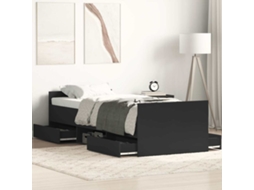 Vidaxl Estrutura De Cama C/ Painéis Cabeceira E Pés 90x200 Cm Preto