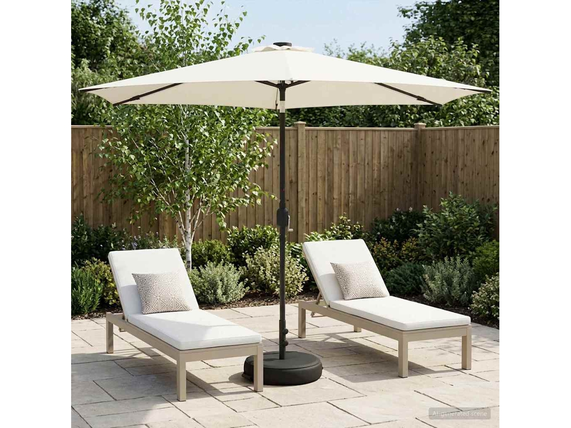 Vidaxl Parasol De Jardim Com Luzes Led E Base 300 X 300 Cm Poliéster