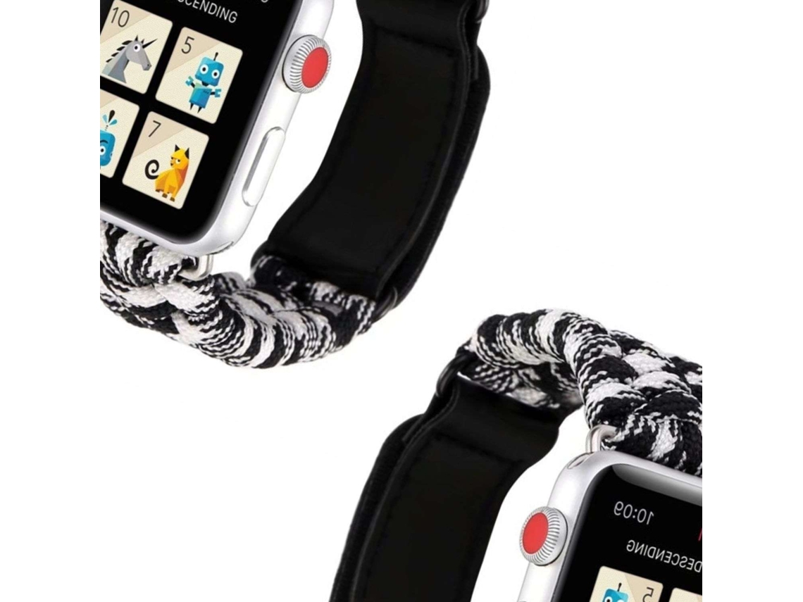 Bracelete Pulseira Fio Entrançado para Garmin Marq Aviator Preto e Branco