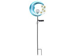 Luz Solar Jardim Ferro Vidro Estrelado Lua Led À Prova Dágua