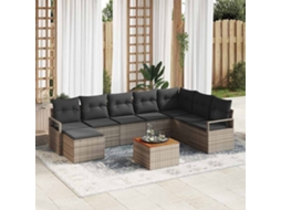 Vidaxl Conjunto De Sofá De Jardim 9 Pcs Cinzeto Vime Pe