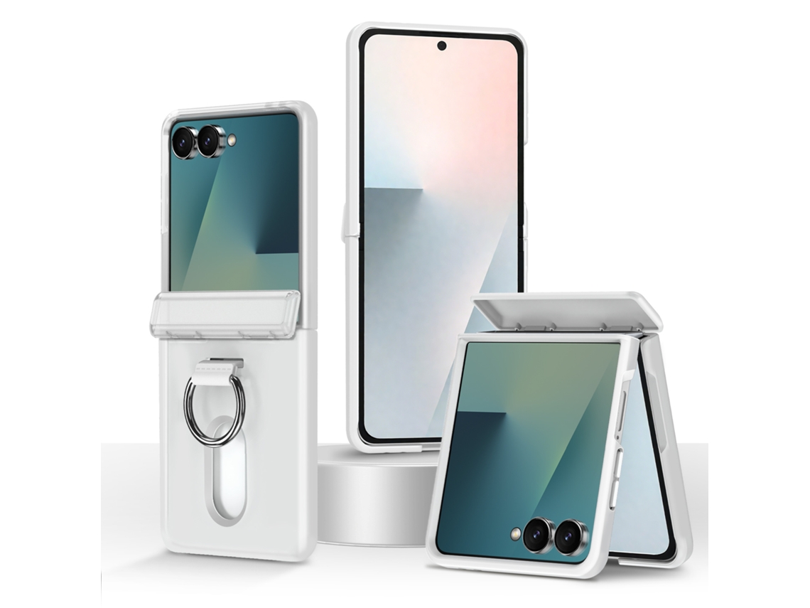 Capa Eifson Para Samsung Galaxy Z Flip8, Cartão E Anel De Proteção Para A Dobradiça - Compatível - Branco Fosco