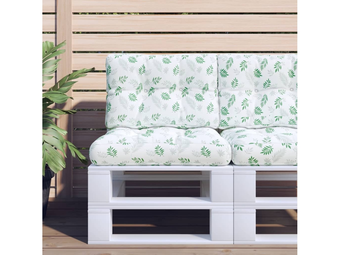 Vidaxl Almofadões Para Sofás De Paletes 2 Pcs Tecido Padrão De Folhas