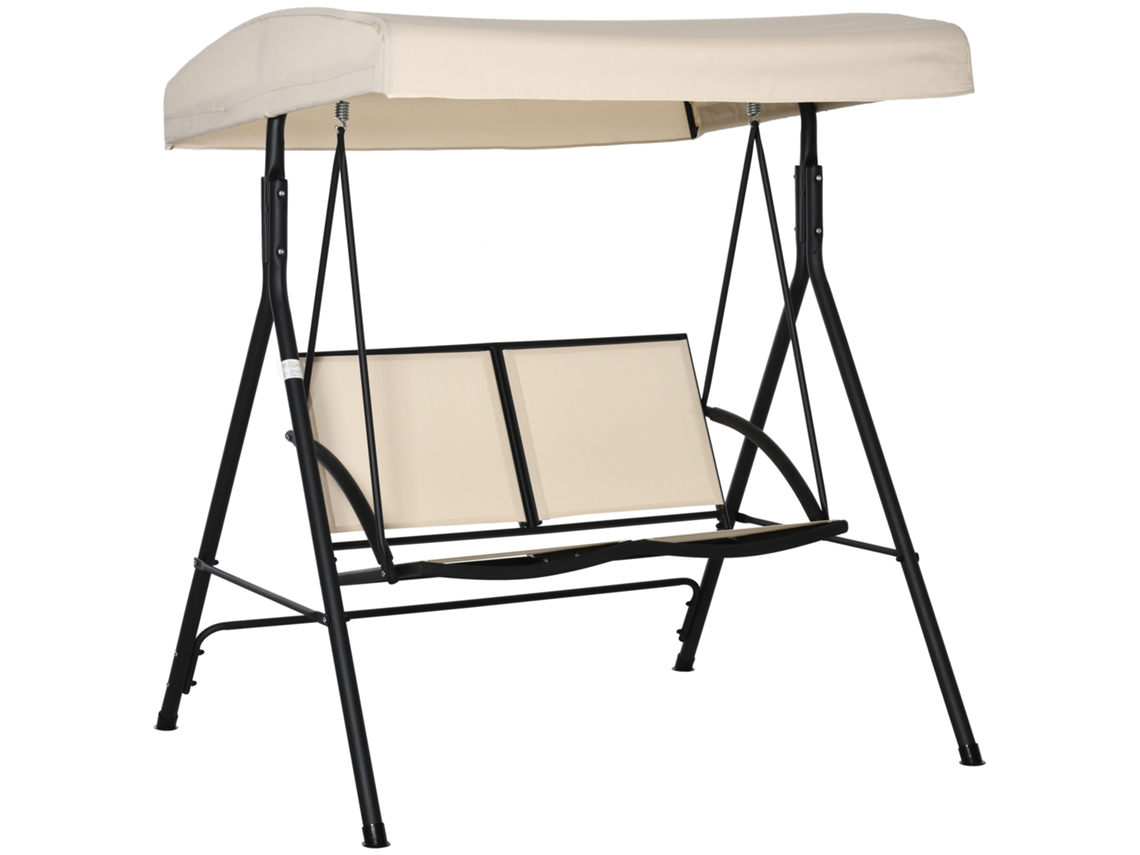 Balanço de Jardim de 2 Lugares com Cobertura, 140x118x162cm, Bege
