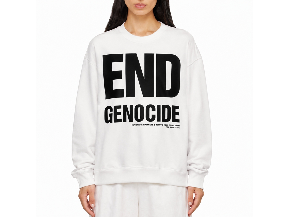Moletom clássico Rockinstone End Genocide Katharine Hamnett com estampa dupla face e design exclusivo.
