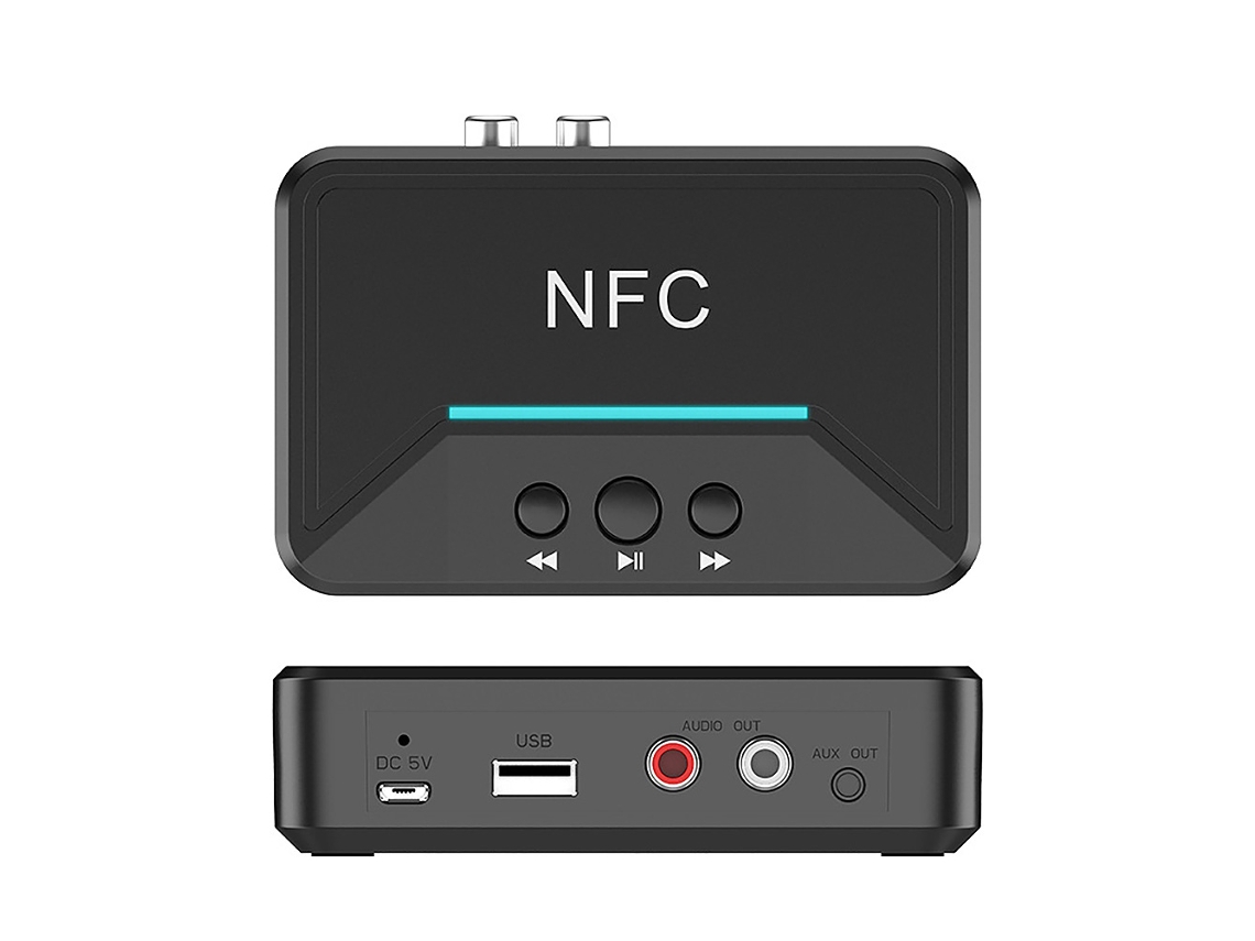 Receptor Bluetooth 5.0 Smart Nfc A2dp Adaptador Sem Fio Com Portas Rca Aux 3.5mm Para Carro Casa Alto-falante Fone De Ouvido