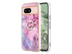 Capa De Celular Imd Dupla Face Com Anel E Acabamento Em Mármore Galvanizado