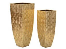 Conjunto De Porta-vasos Gliss 2 Peças Cm 40x40x99-32x32x84 Único / Ouro
