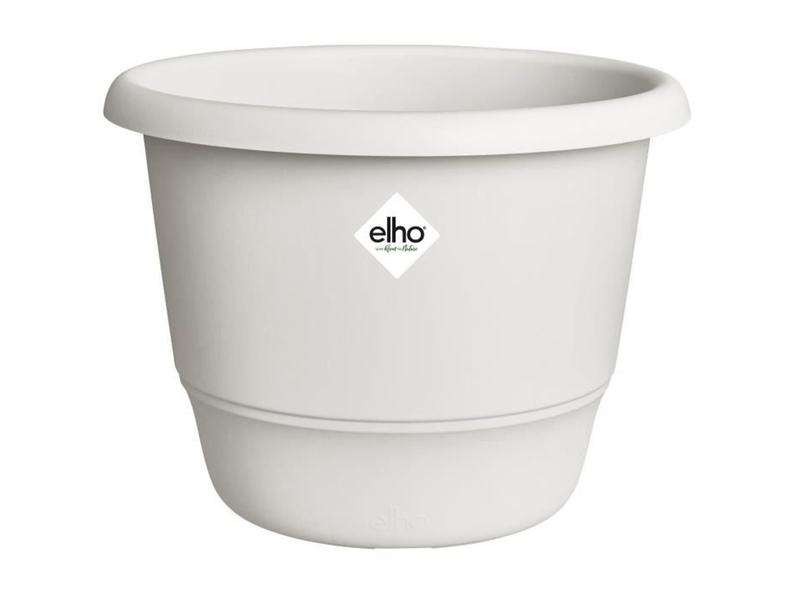 Floreira redonda Elho Amiga, 35 cm (comprimento x largura x altura), branca, para uso externo, 100% reciclada. Elho dá espaço à natureza.