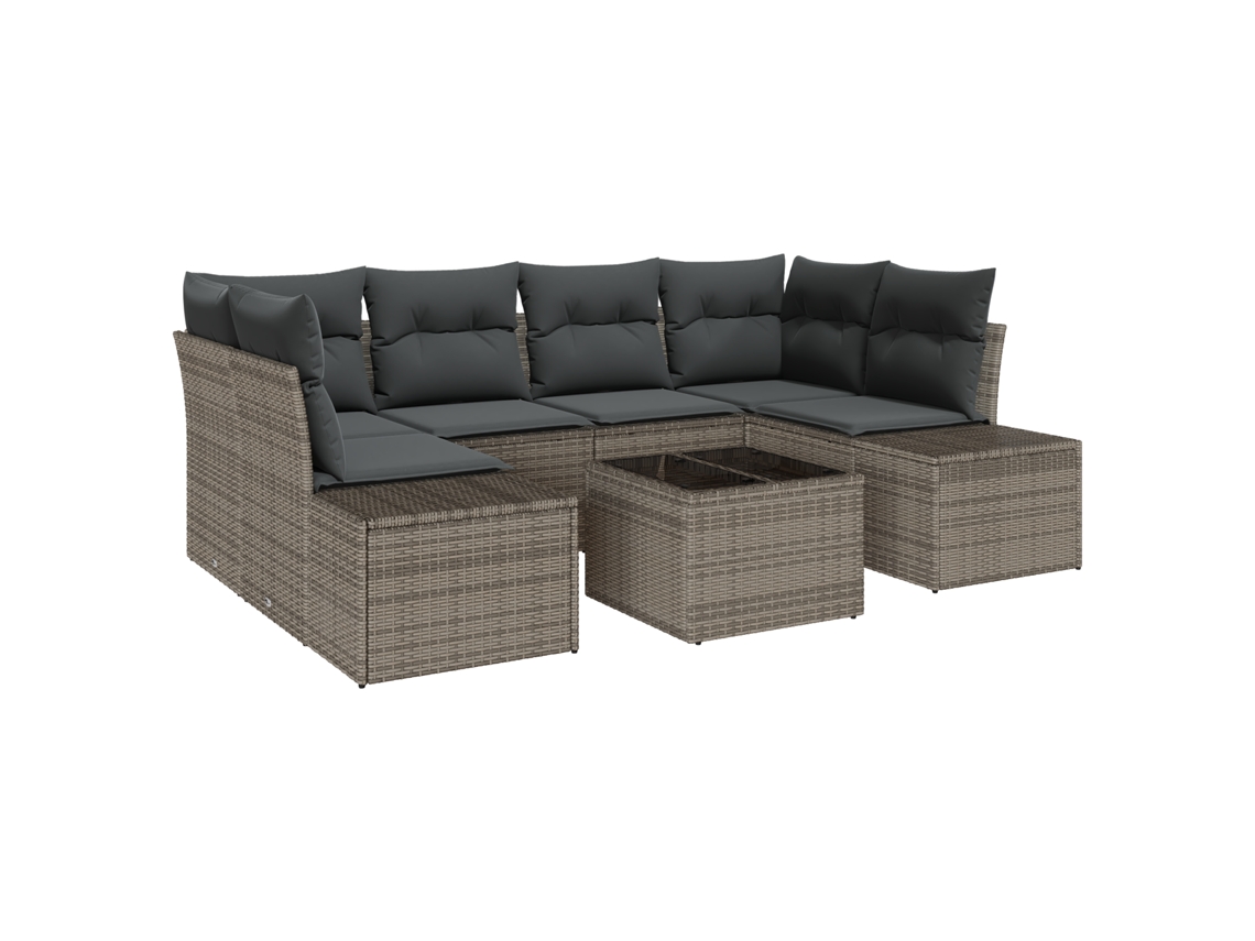Conjunto 8 Conjunto De Sofás Para Exterior Vidaxl Cinzento Vime Pe (239 X 62 X 69 Cm)