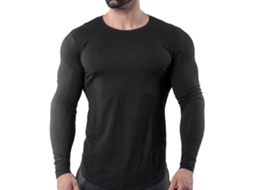 Business camisa Manga Longa Elástica de Algodão para Homem Secagem Rápida Fitness Corrida Preta XXL