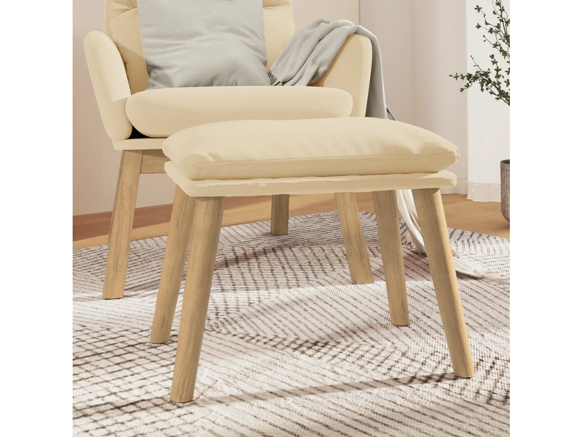 Apoio de pés VIDAXL Creme Veludo (45x29.5x39 cm )