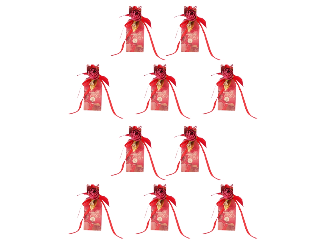 Conjunto de 10 Caixas Doces com Laços Decoração Padrão Flor Retro para Casamento Festa Presente com S/MARCA